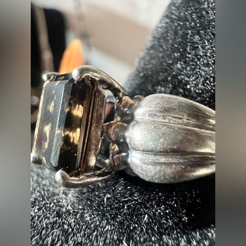 Vintage Avon Smokey quartz sterling silver ring